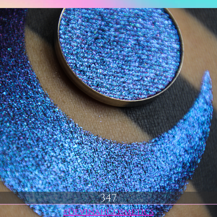 Multichrome teal blue purple eyeshadow inspired by Marie Laveau voodoo queen