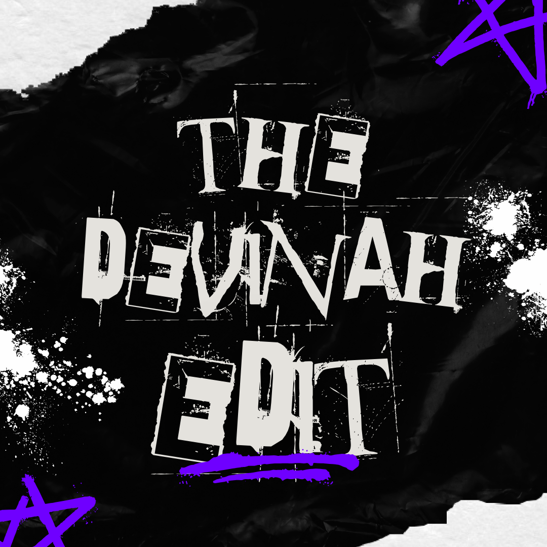 Text 'THE DEVINAH EDIT' on a black background with purple accents