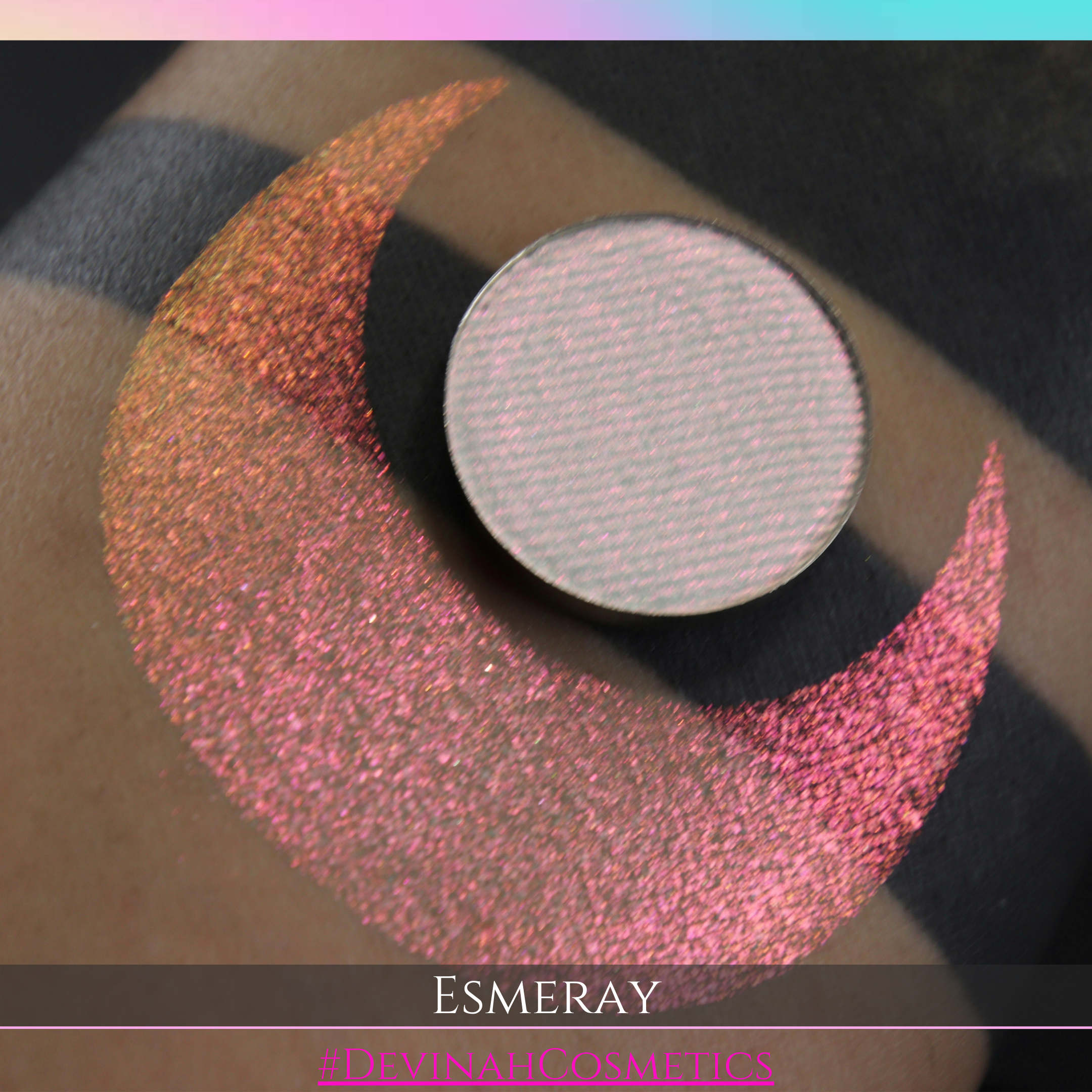 Esmeray dark moon  multichrome shifting with colors of red pink yellow and orange