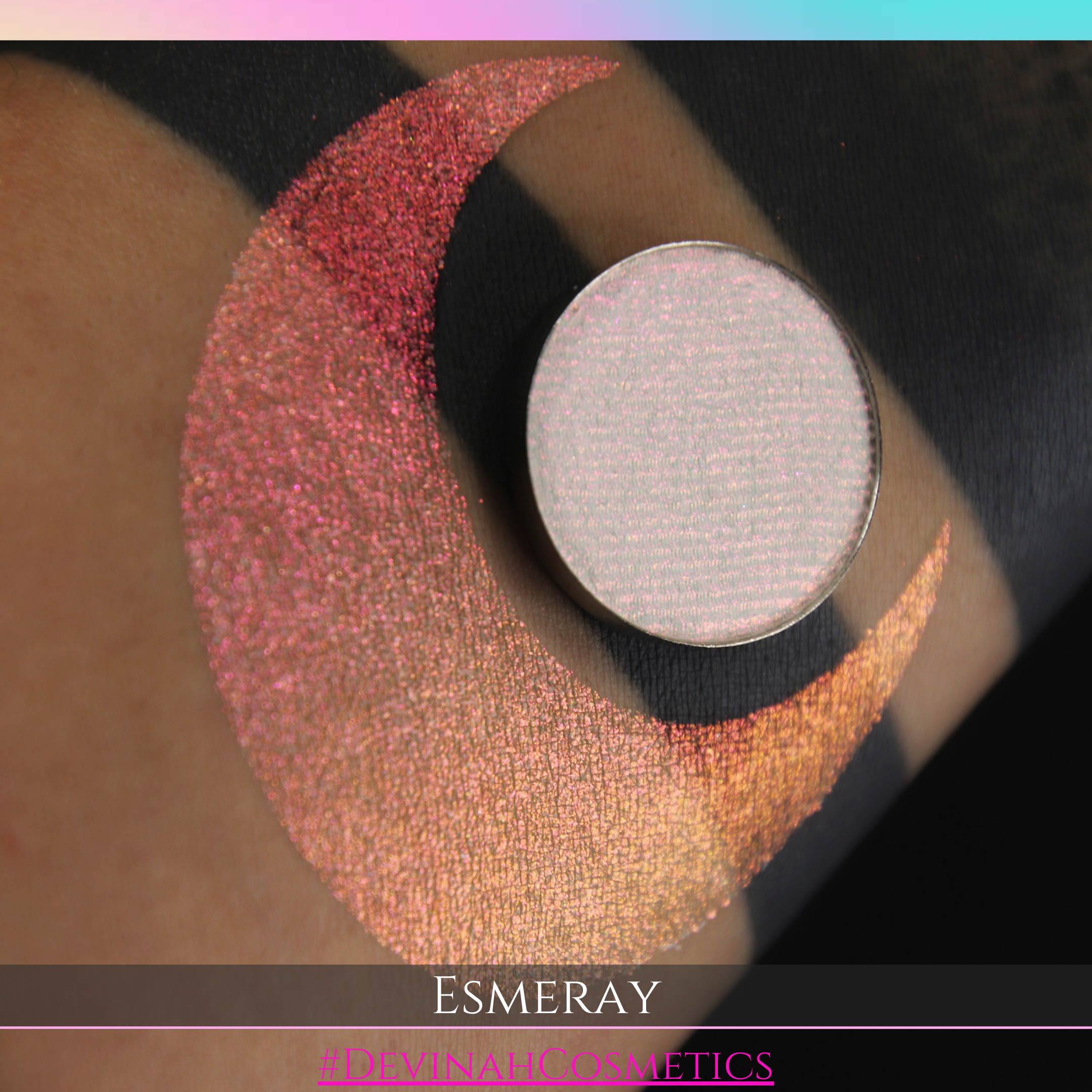 Esmeray dark moon  multichrome shifting with colors of red pink yellow and orange