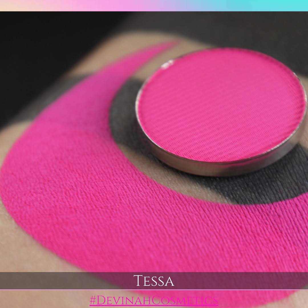Tessa bright hot pink hot red matte eyeshadow