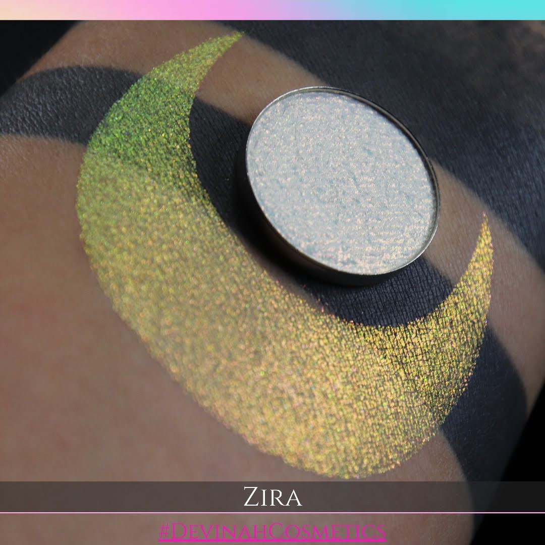 Zira Halo Moon iridescent multichrome shifts green yellow gold fire orange