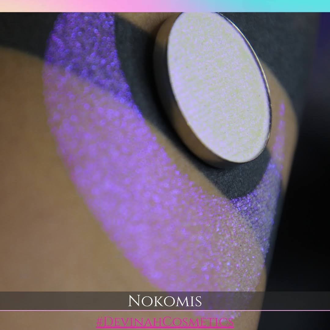 Nokomis means Daughter of the Moon, pink purple blue hued iridescent multichrome eyeshadow