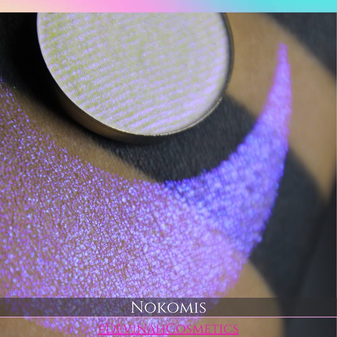 Nokomis means Daughter of the Moon, pink purple blue hued iridescent multichrome eyeshadow