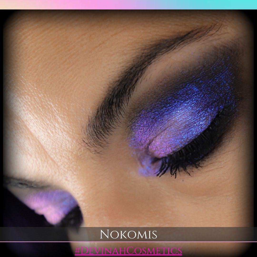 Nokomis means Daughter of the Moon, pink purple blue hued iridescent multichrome eyeshadow