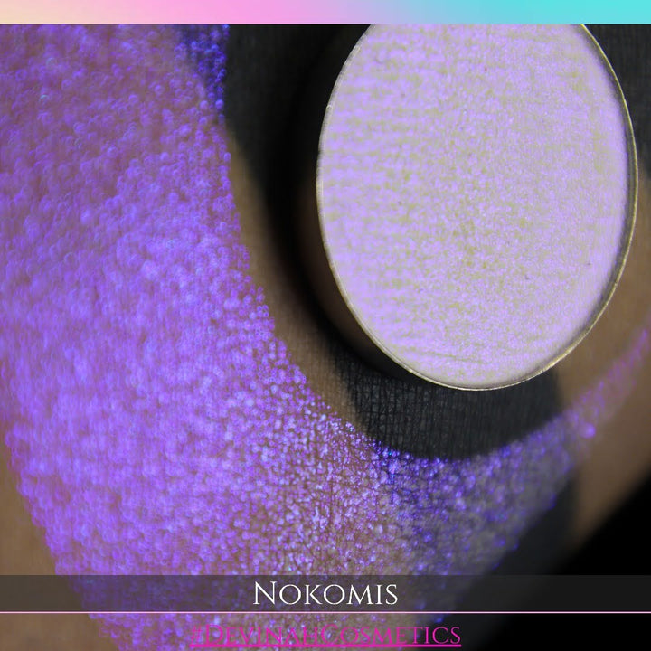 Nokomis means Daughter of the Moon, pink purple blue hued iridescent multichrome eyeshadow