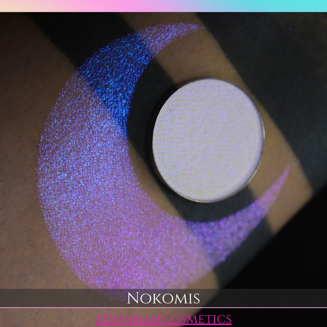 Nokomis means Daughter of the Moon, pink purple blue hued iridescent multichrome eyeshadow