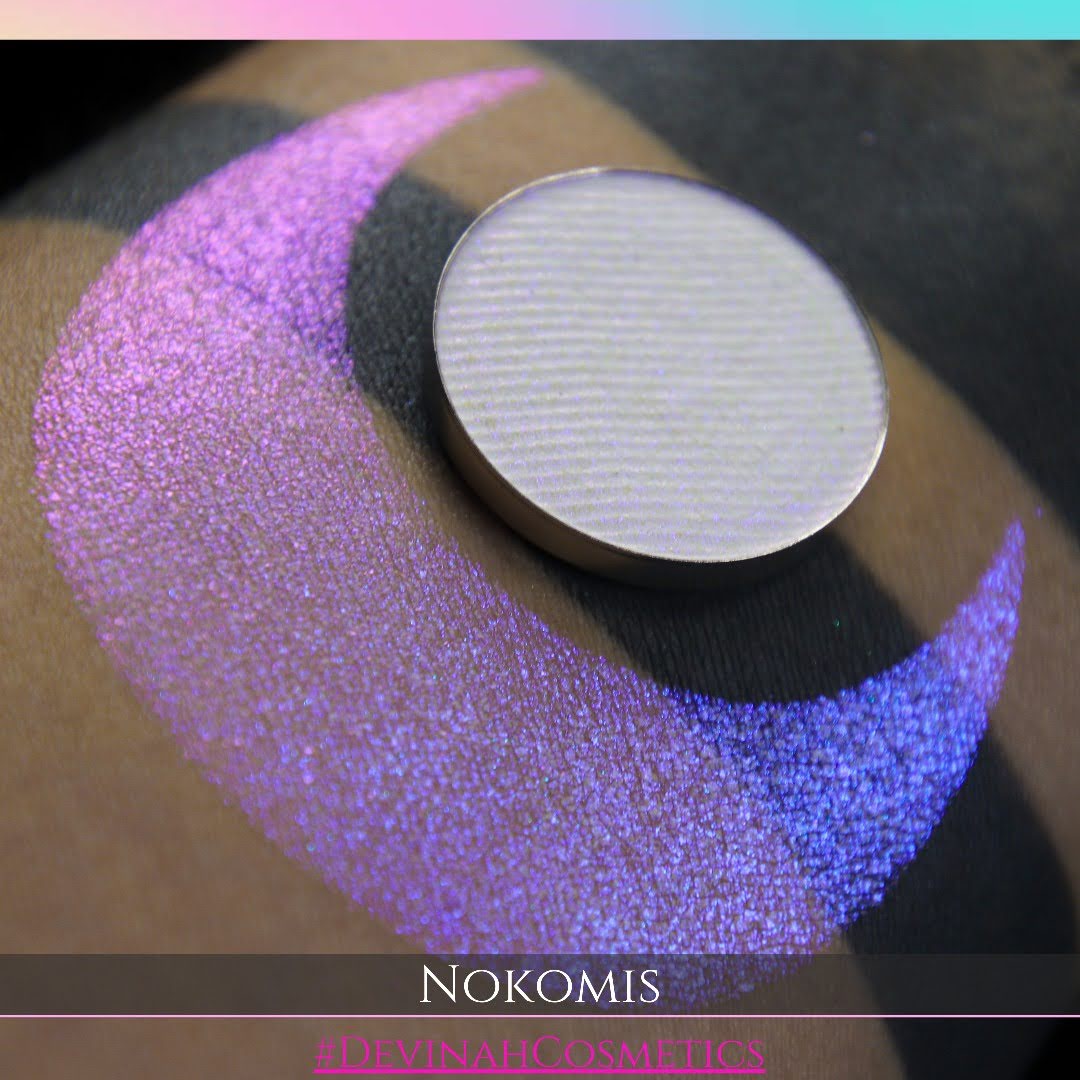 Nokomis means Daughter of the Moon, pink purple blue hued iridescent multichrome eyeshadow