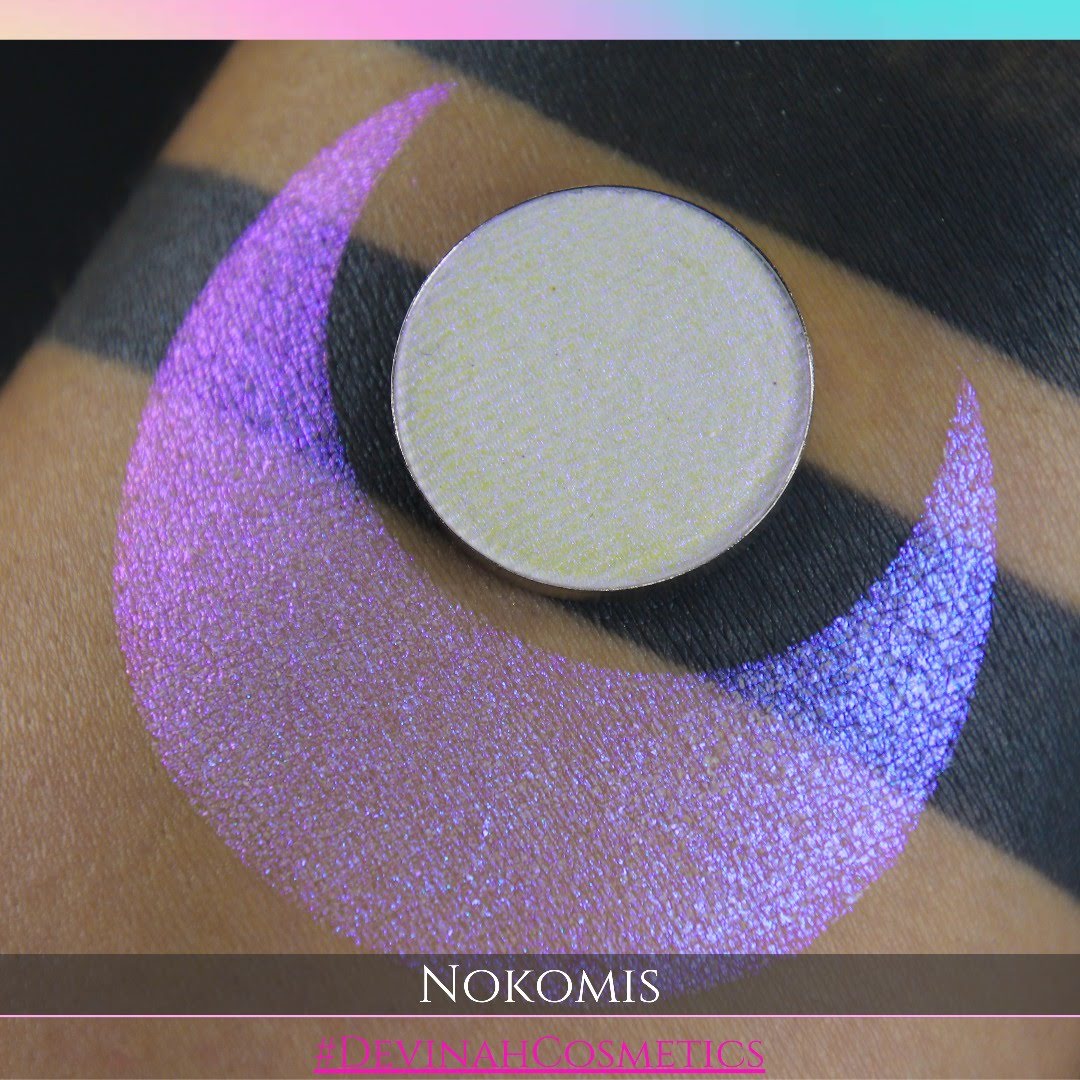 Nokomis means Daughter of the Moon, pink purple blue hued iridescent multichrome eyeshadow