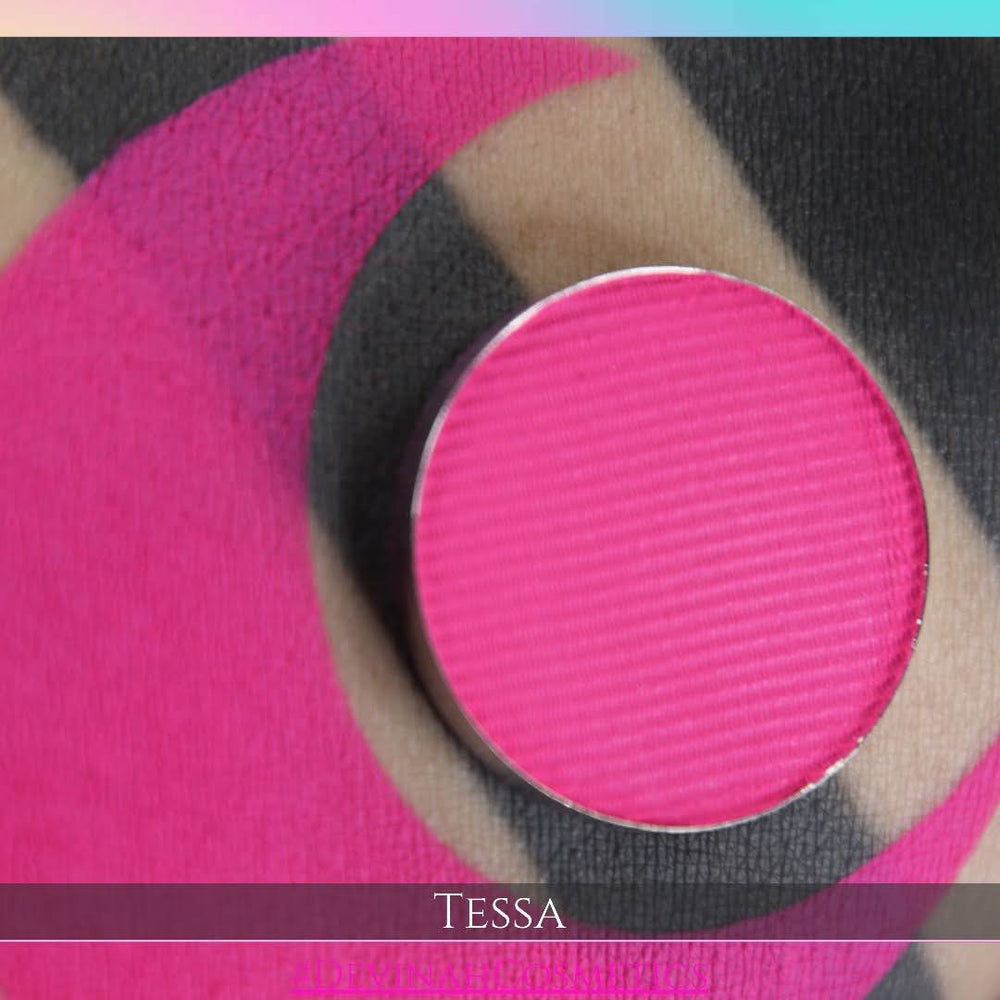 Tessa bright hot pink hot red matte eyeshadow