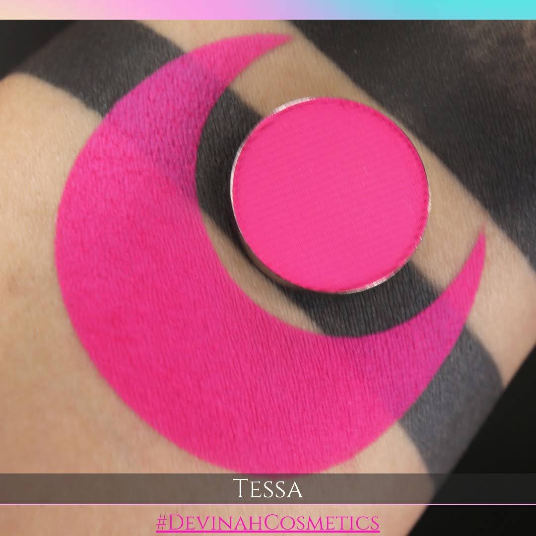 Tessa bright hot pink hot red matte eyeshadow