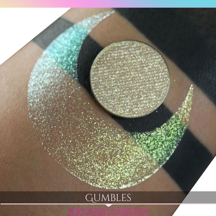 Gumbles Sugar Drops sparkly blue gold green eyeshadow