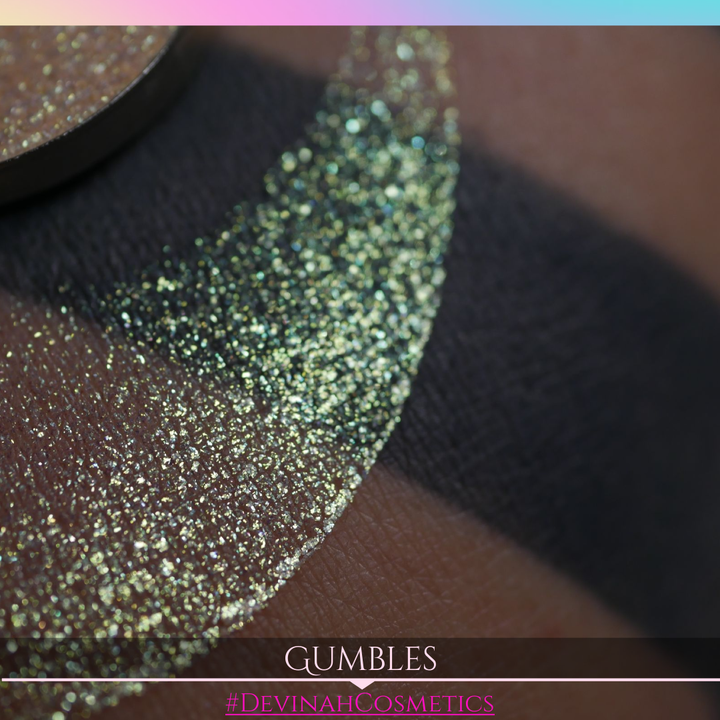 Gumbles Sugar Drops sparkly blue gold green eyeshadow