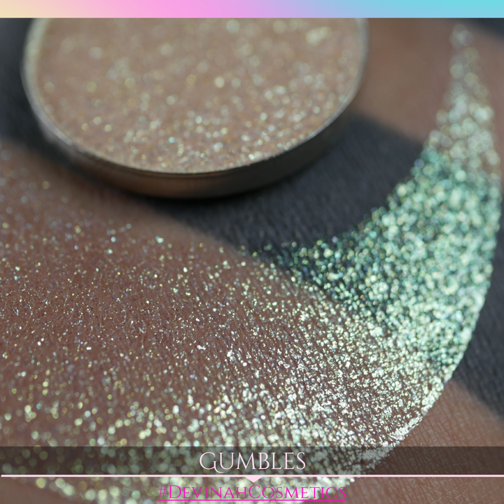 Gumbles Sugar Drops sparkly blue gold green eyeshadow