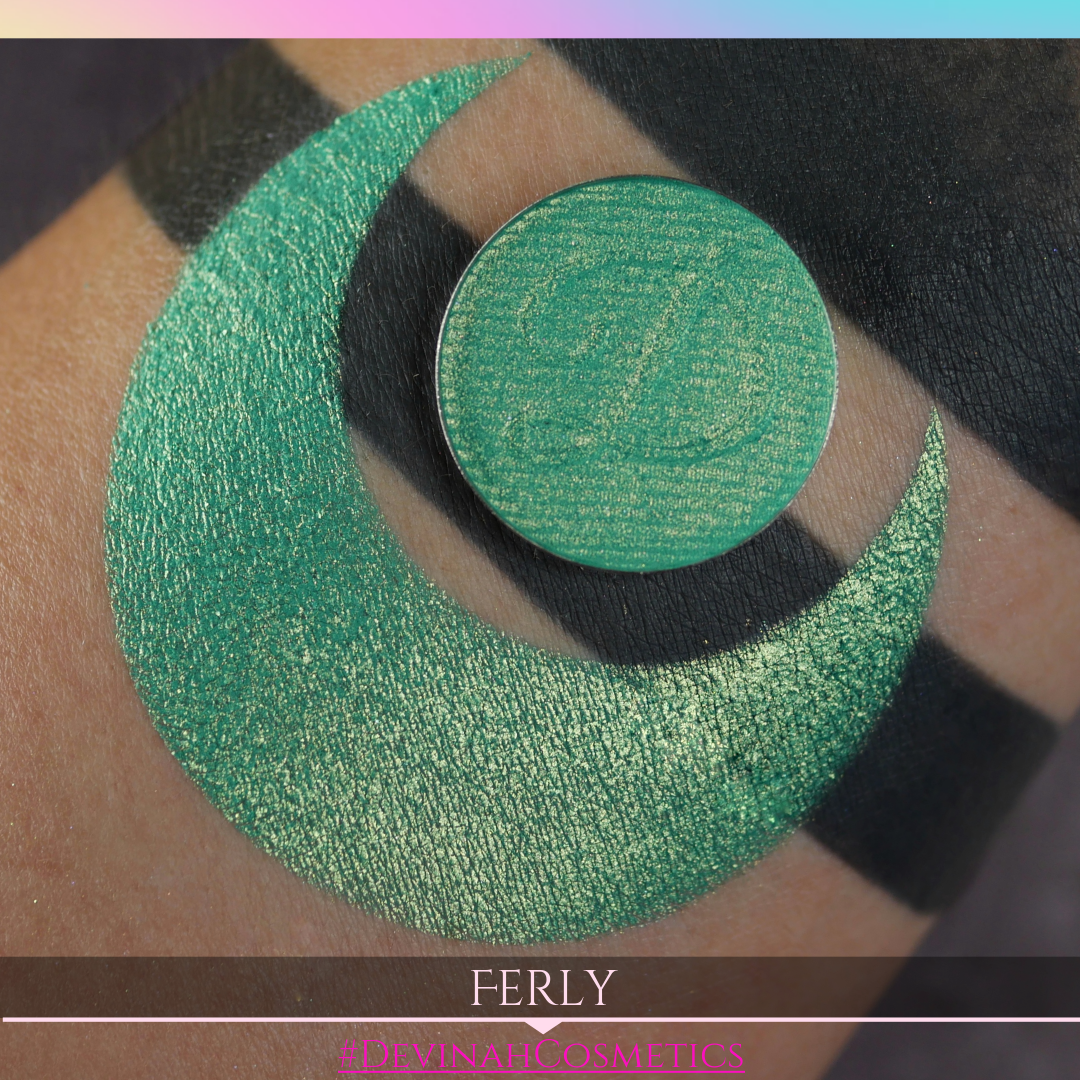 Golden grassy green shimmer eyeshadow