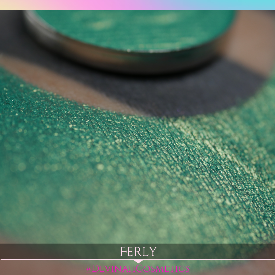 Golden grassy green shimmer eyeshadow