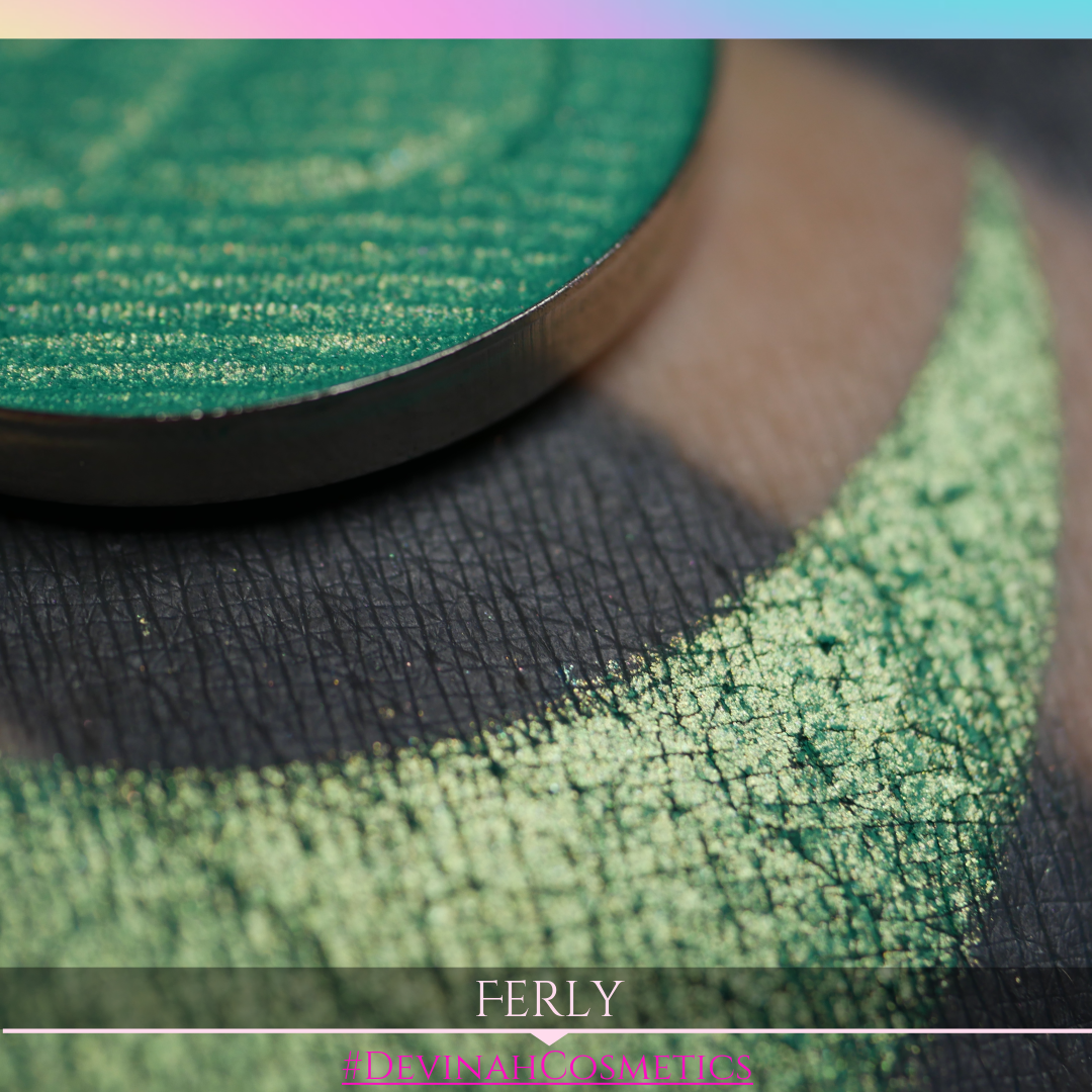 Golden grassy green shimmer eyeshadow